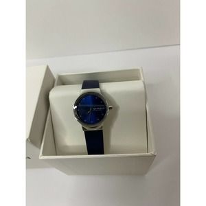 Skagen Denmark Blue Watch Leather NIB SKW3007